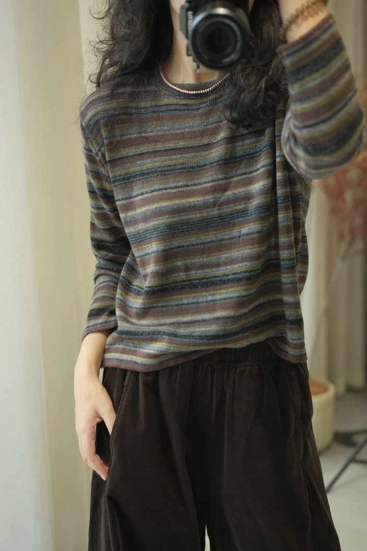 小璞「条纹细羊毛衫」轻薄，柔软，亲肤，洋气。