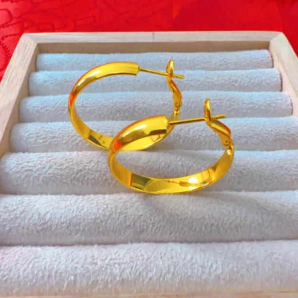 铜合金耳饰 e013 新款时尚休闲百搭宽版圈圈耳环（3cm）