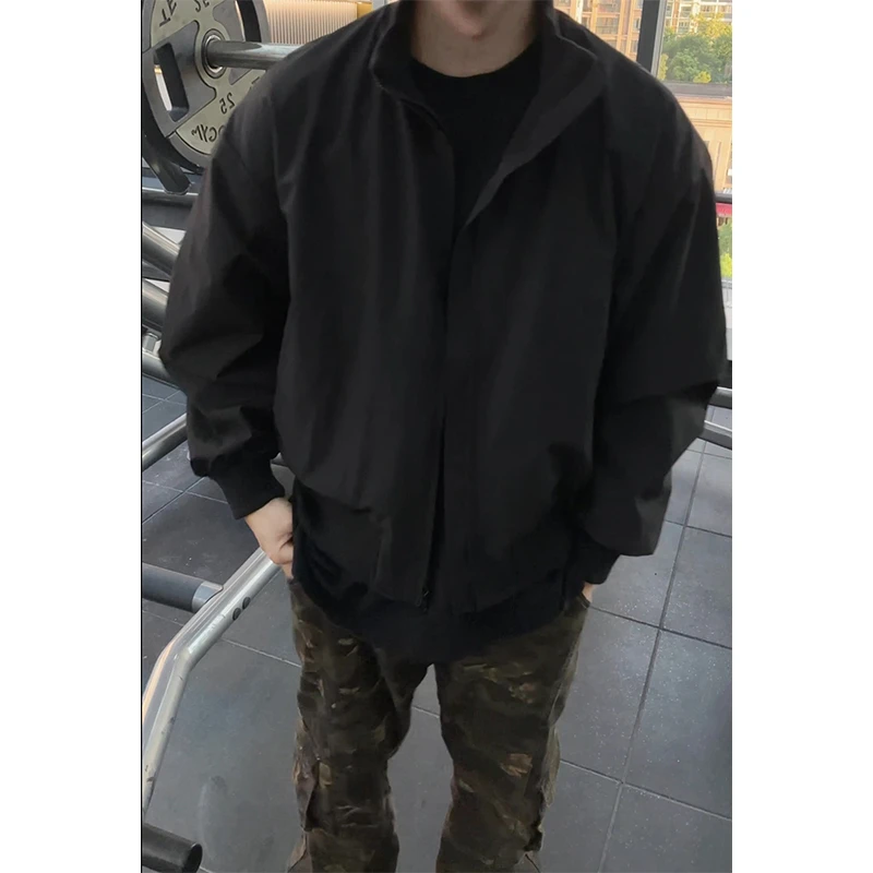 美式三防教练夹克男秋季cleanfit短款飞行立领外套痞帅工装棒球服