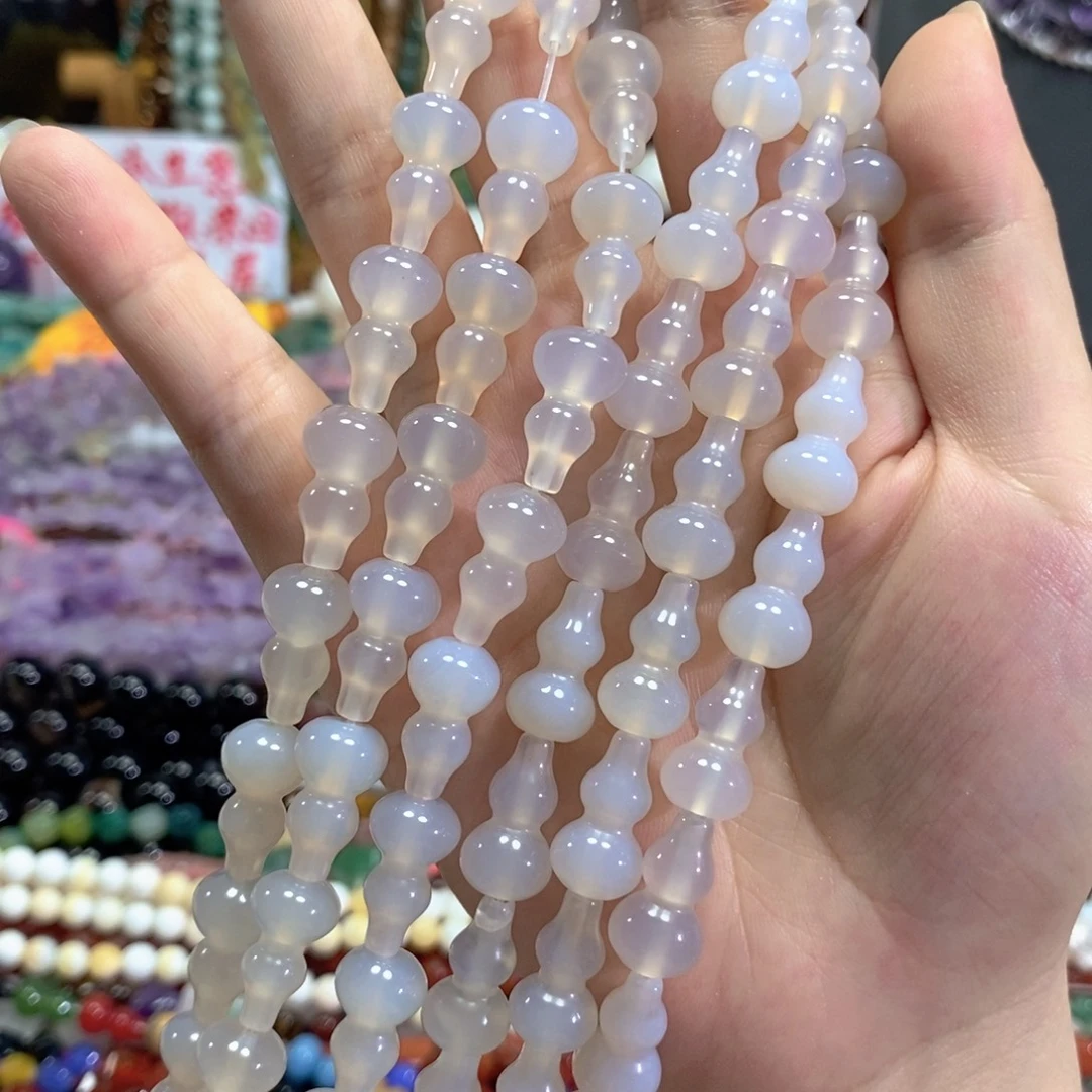 未镶嵌玛瑙/玉髓珠宝半成品荔枝玛瑙葫芦一条卡10*18mm