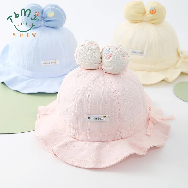 春秋婴儿遮阳帽夏季女宝公主帽宝宝太阳帽薄款ins风盆帽儿童防晒
