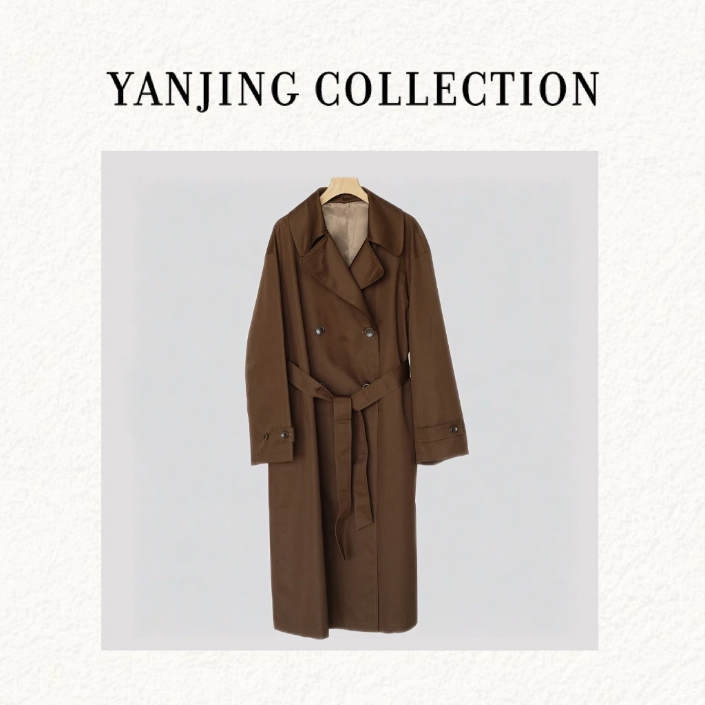 YANJING天丝棉极简廓型大翻领风衣复古