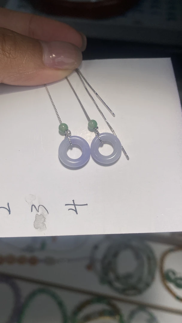 天然翡翠A货紫罗兰甜甜圈耳坠古典气质设计耳饰