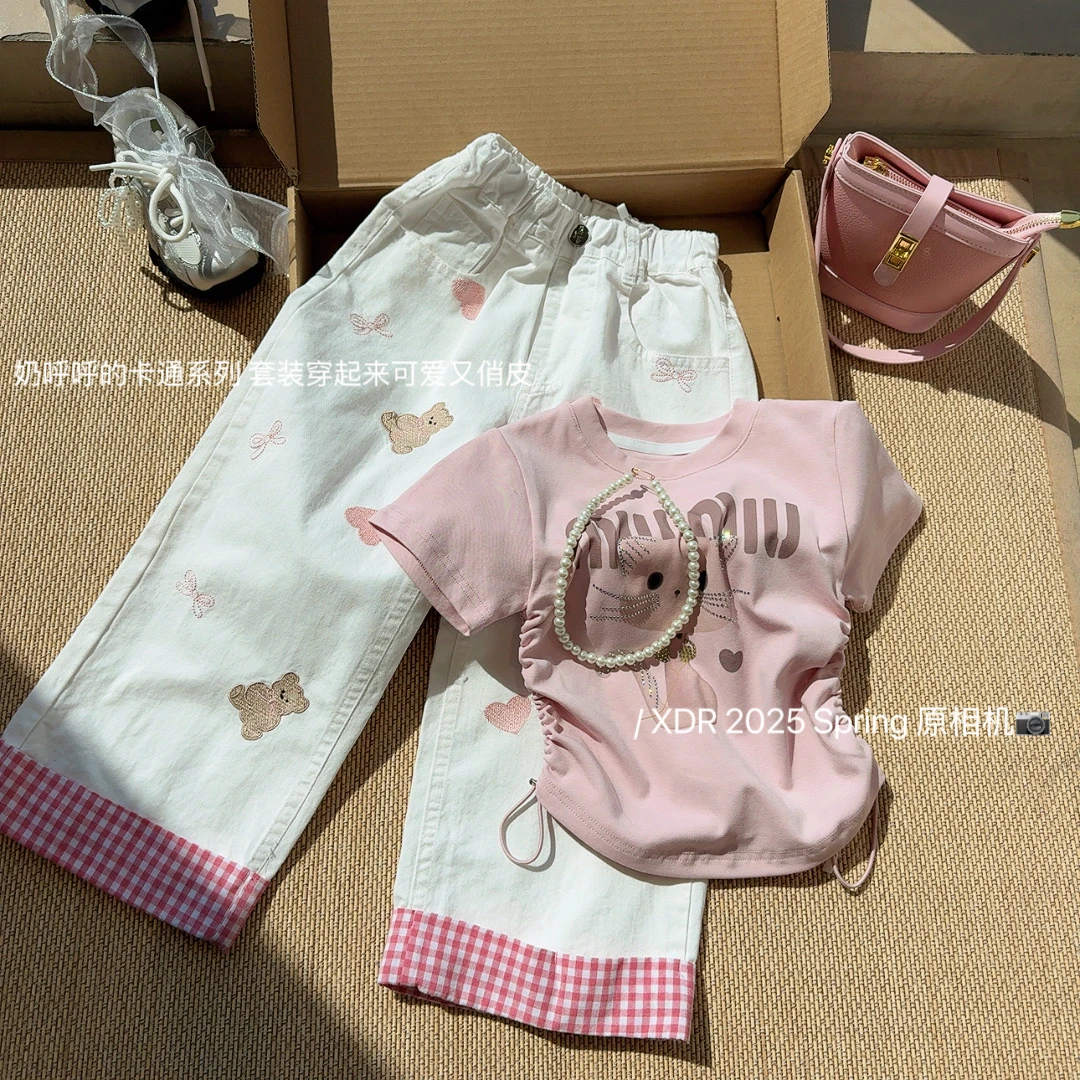 【奶呼呼卡通可爱俏皮套装】25127  易木一小大人 D 女童百搭春款