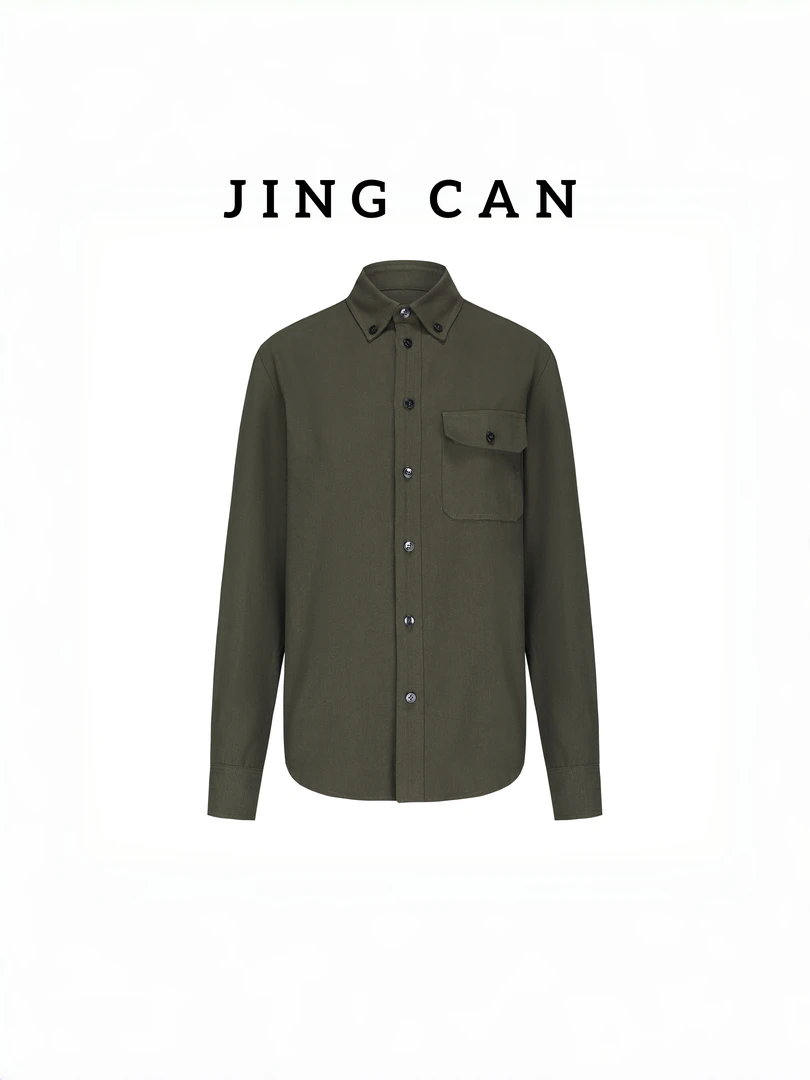 景灿JingCan【休闲】秋季衬衫单排扣长袖常规百搭外套衬衣女装