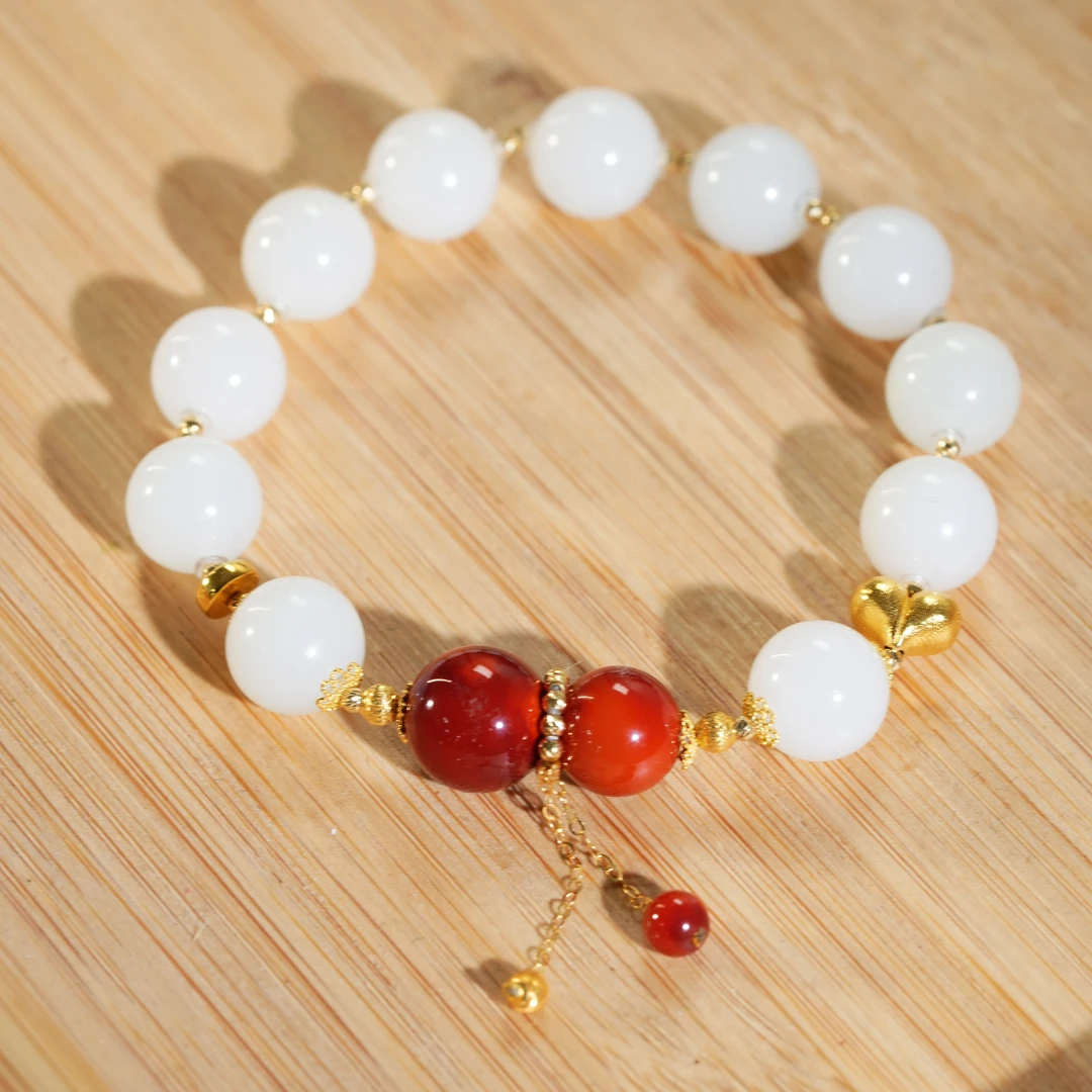 【东方十八岁】【冬日】和田玉羊脂白18K金设计款手串多样性发其一