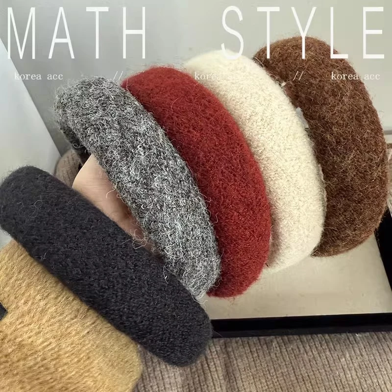 秋冬高级感纯色毛呢发箍女复古时尚高颅顶海绵头箍2025新款压发卡