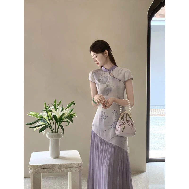 中式国风旗袍连衣裙夏季气质显瘦长裙纯欲老钱风松弛感女装贵气