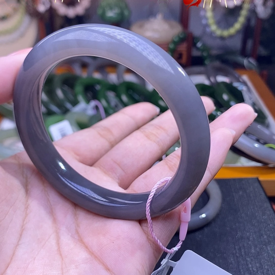 和田玉福利价清货烟紫手镯56.6未镶嵌