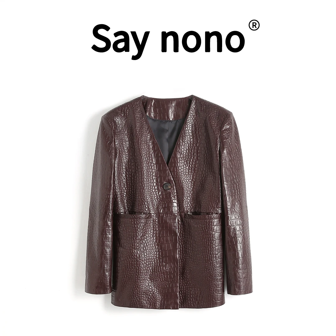 懒猫nono│Saynono 鳄鱼纹＿升级订制冰霸里衬羊皮外套 /D24253