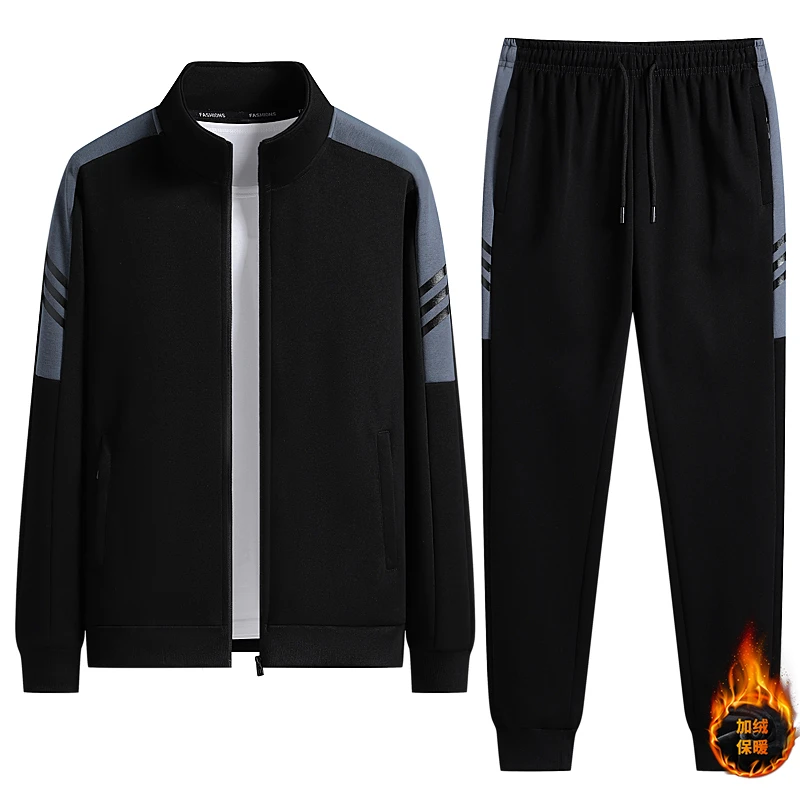 男士运动服套装秋冬爆款男装加绒加厚潮流套装宽松百搭帅气两件套