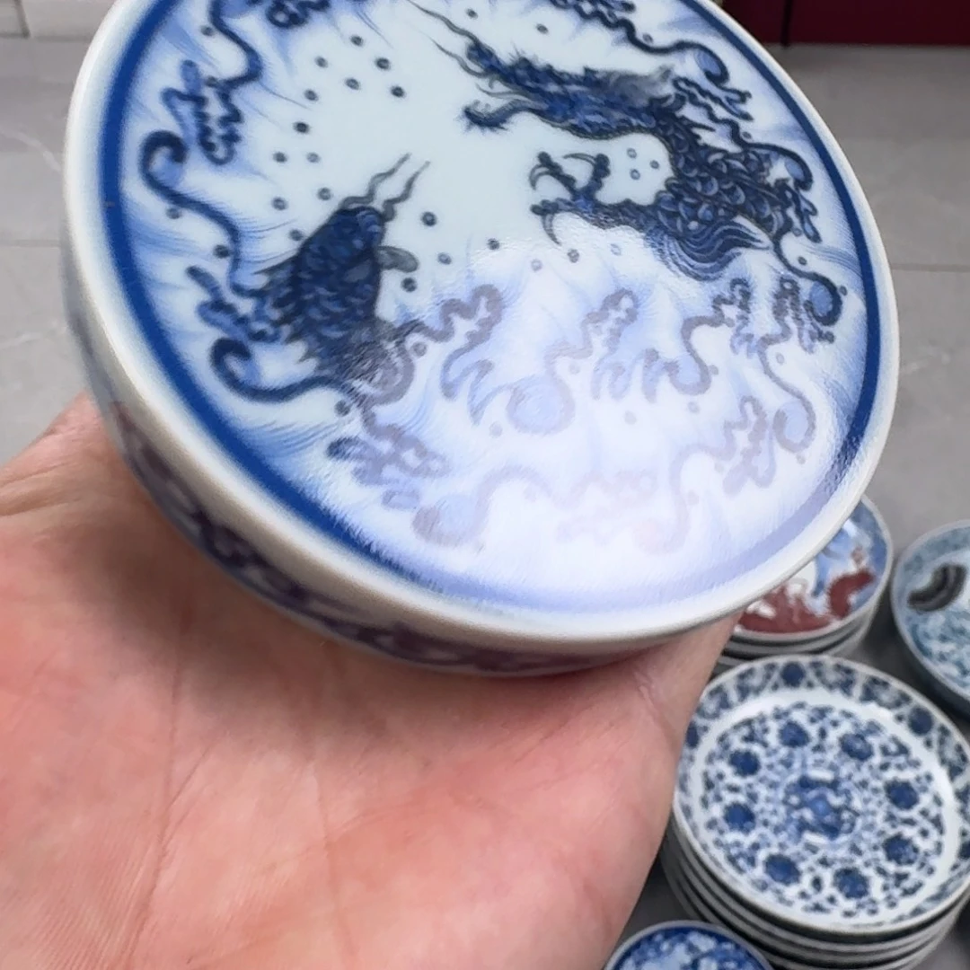 杯青花鱼化龙盖置