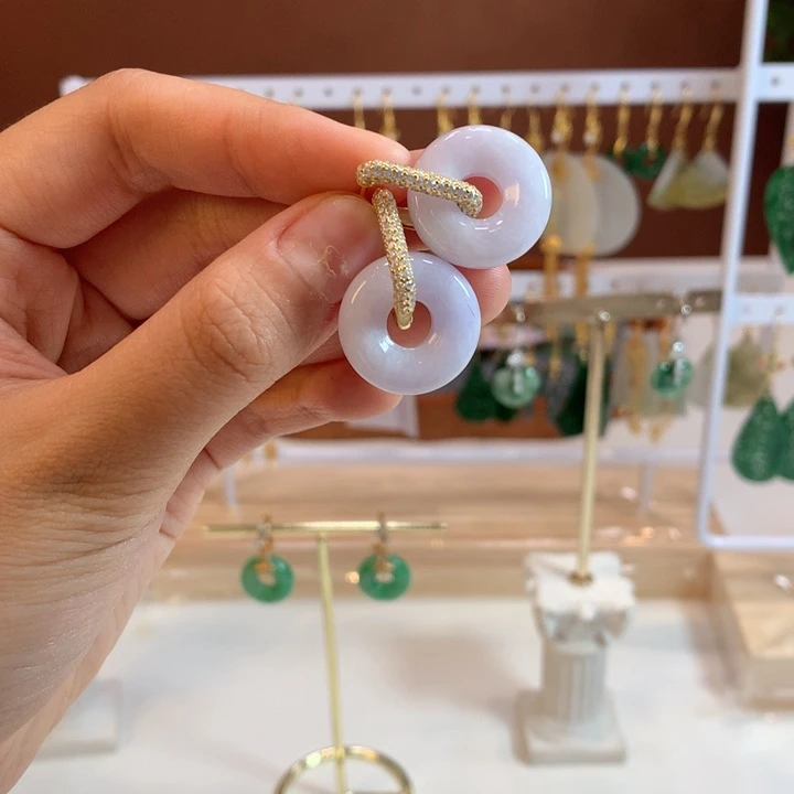 翡翠银S925镶嵌耳饰耳饰