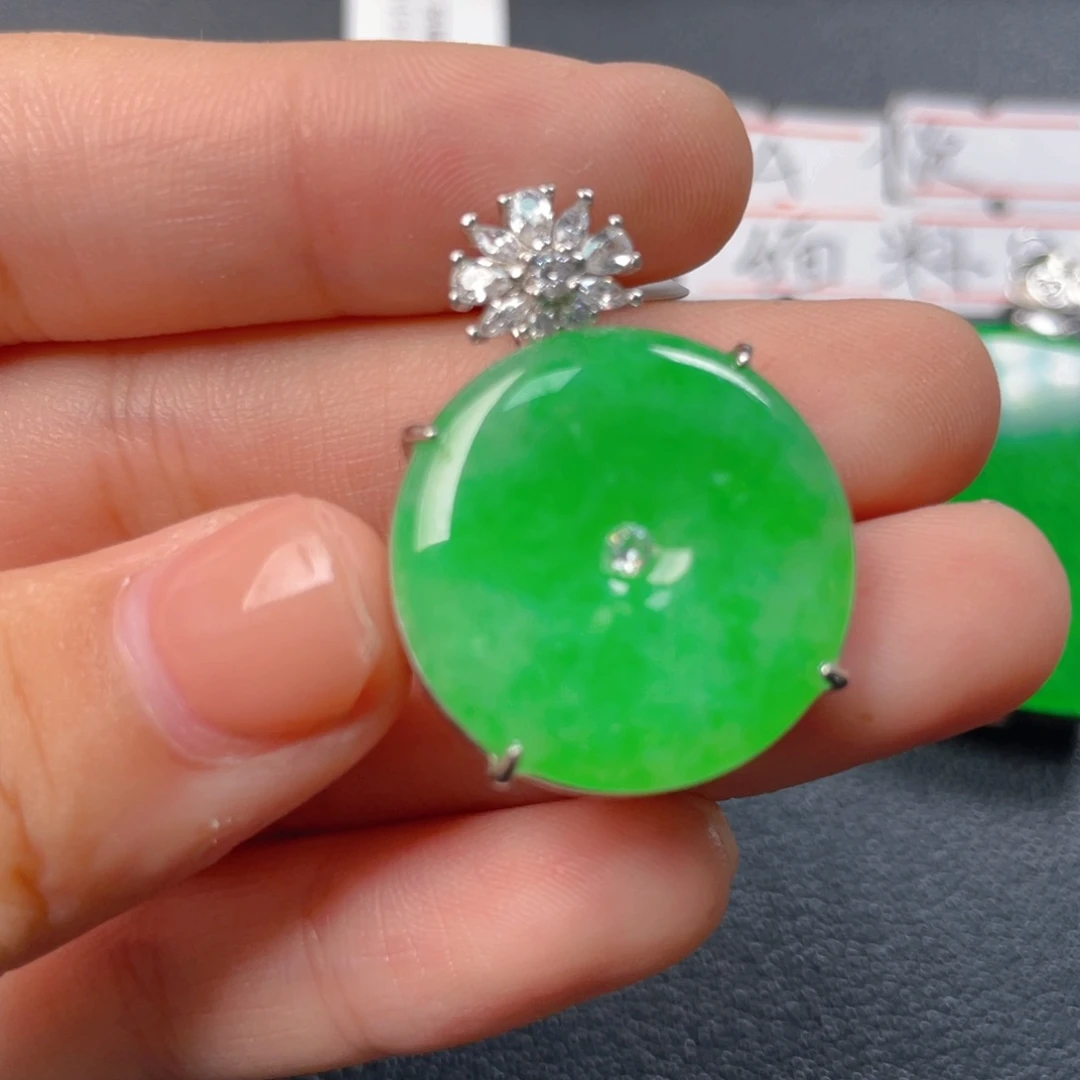 翡翠银S925镶嵌吊坠(不含链)n j j m