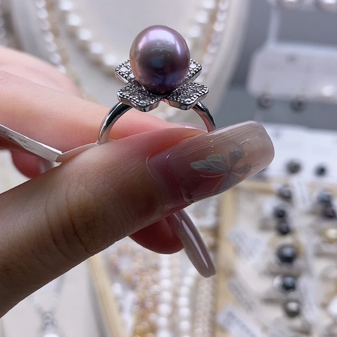 戒指银S925镶嵌淡水珍珠