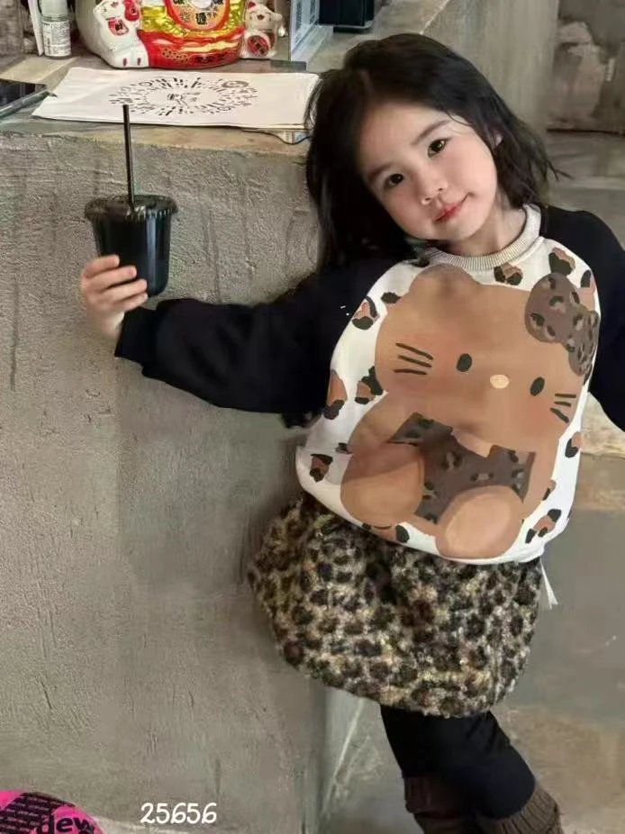 564 云朵朵 豹纹打底裤套装 25656 LUOLA品牌童装