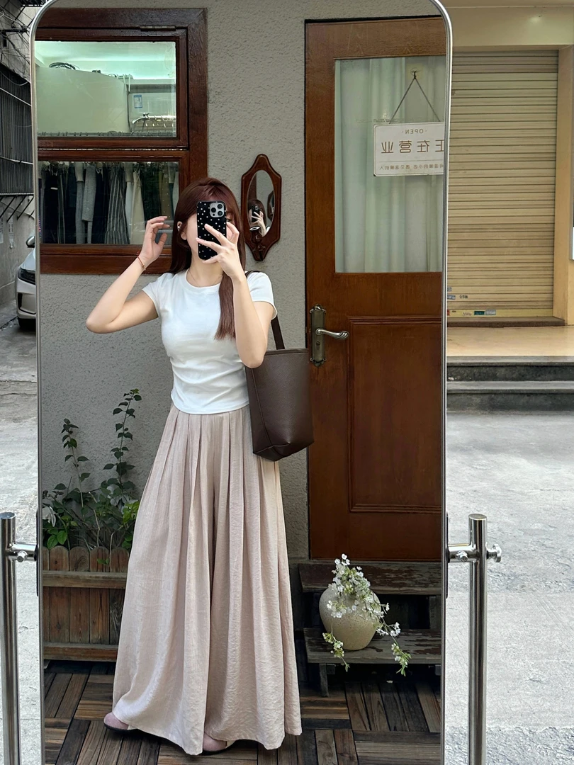 【LQ】夏季时尚风韩系气质显瘦减龄小个子T恤上衣女