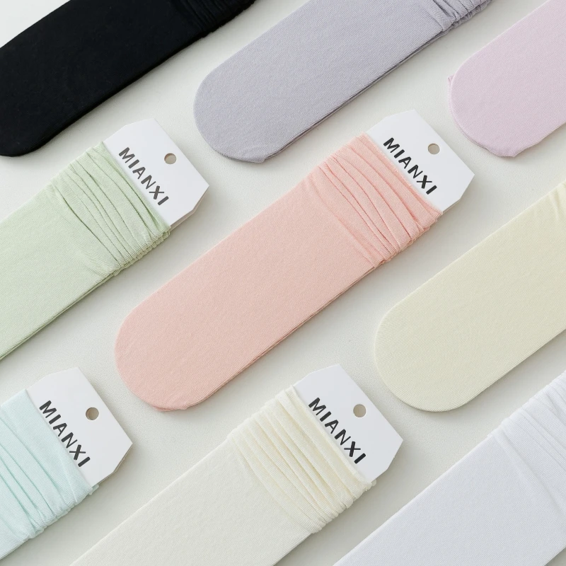 【3双装】冰冰袜子女春夏薄款白色堆堆袜女中筒棉袜ins潮小腿袜