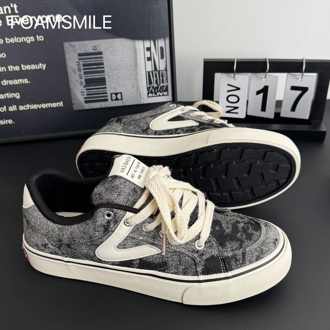 Foamsmile| 街头拍照牛仔色痞帅秋冬青春潮流复古运动潮搭板鞋