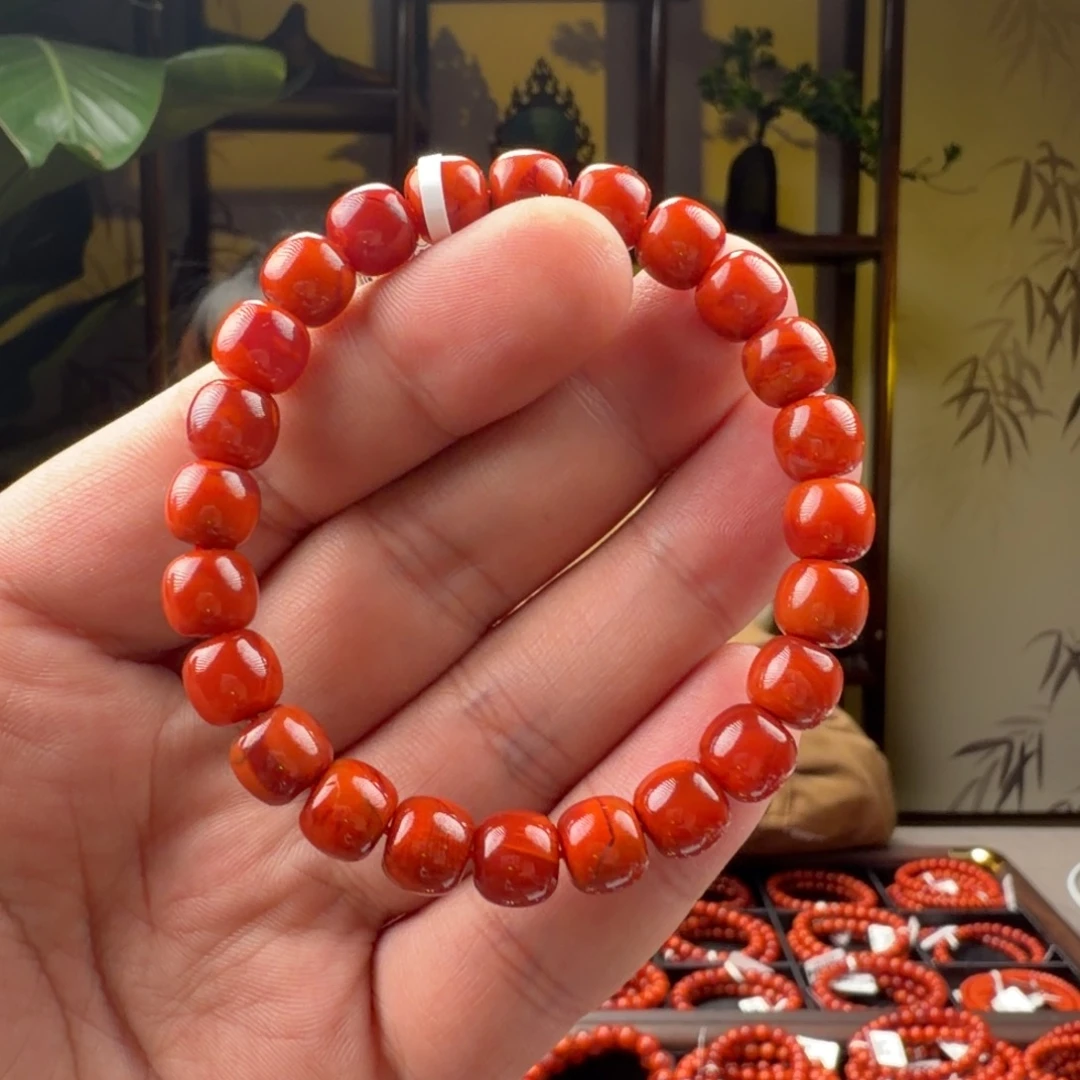 南红玛瑙未镶嵌手链8.5