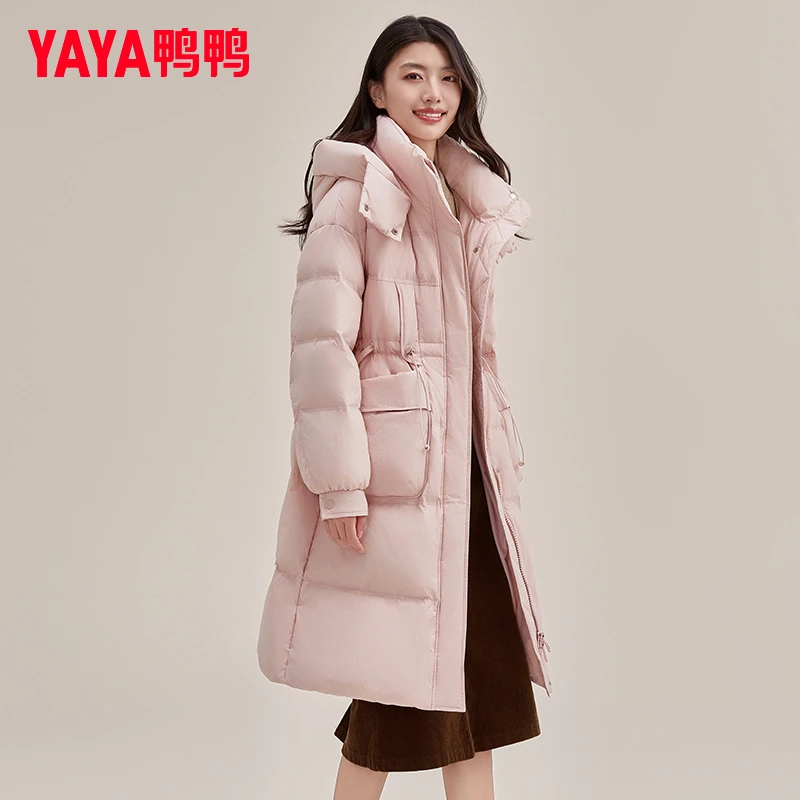 YAYA/鸭鸭90绒羽绒服中长款冬韩版百搭保暖舒适外套YE4B612485L