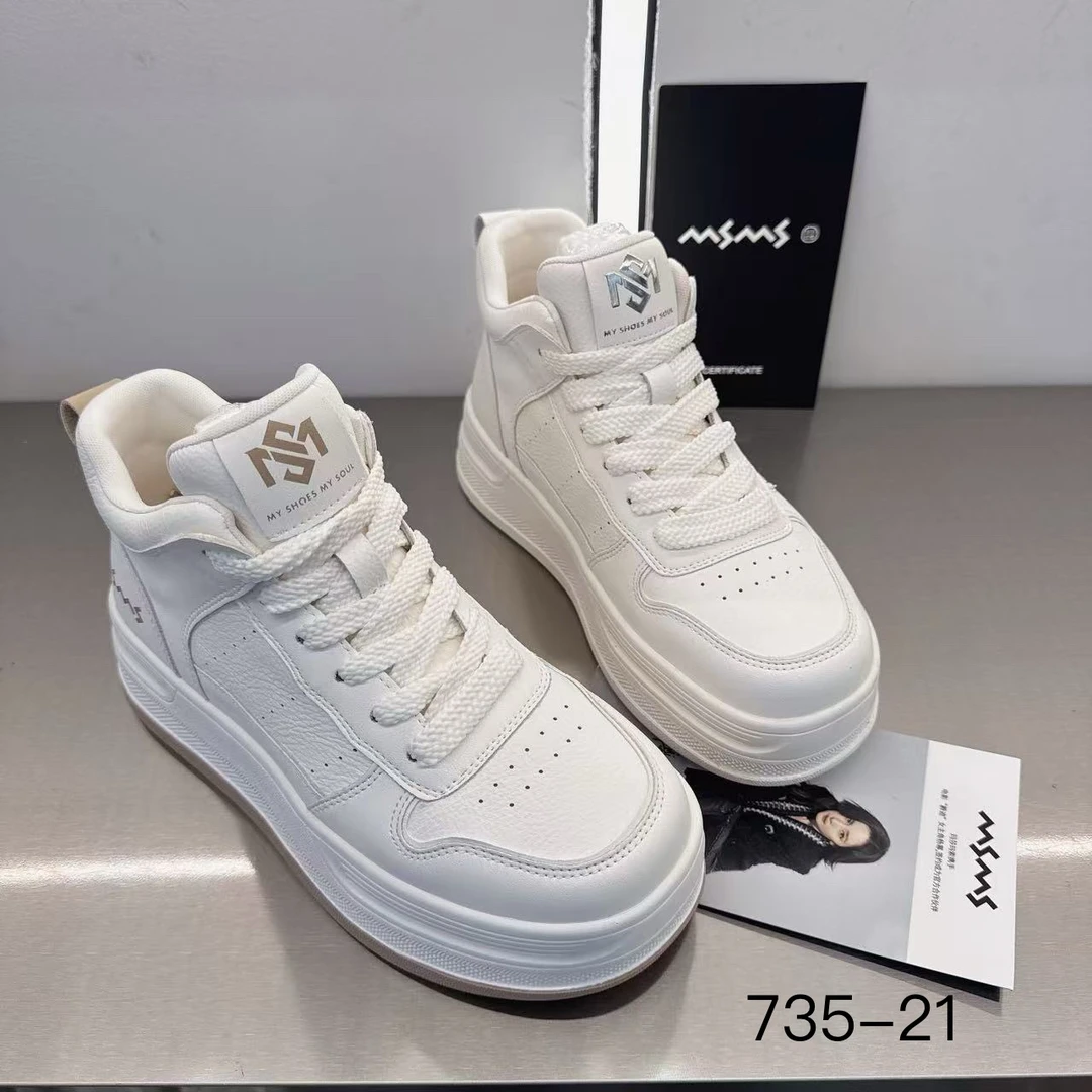 玛莎玛索春季新款735-21高腰厚底时尚百搭休闲板鞋小白鞋学生鞋