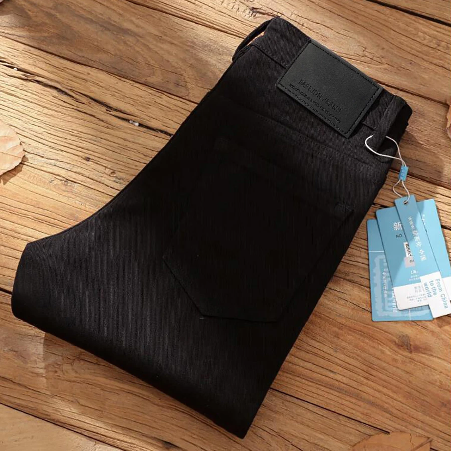 【夏季特惠】超薄莱塞尔天丝高端牛仔裤男士黑色防褪色高弹力九分裤