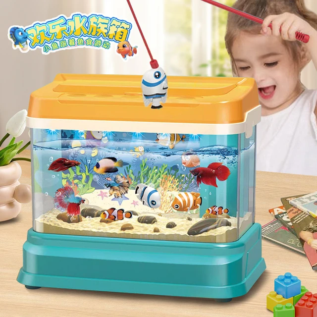 儿童仿真鱼缸欢乐水族箱养钓鱼男女孩子6一10岁以上生日玩具礼物8