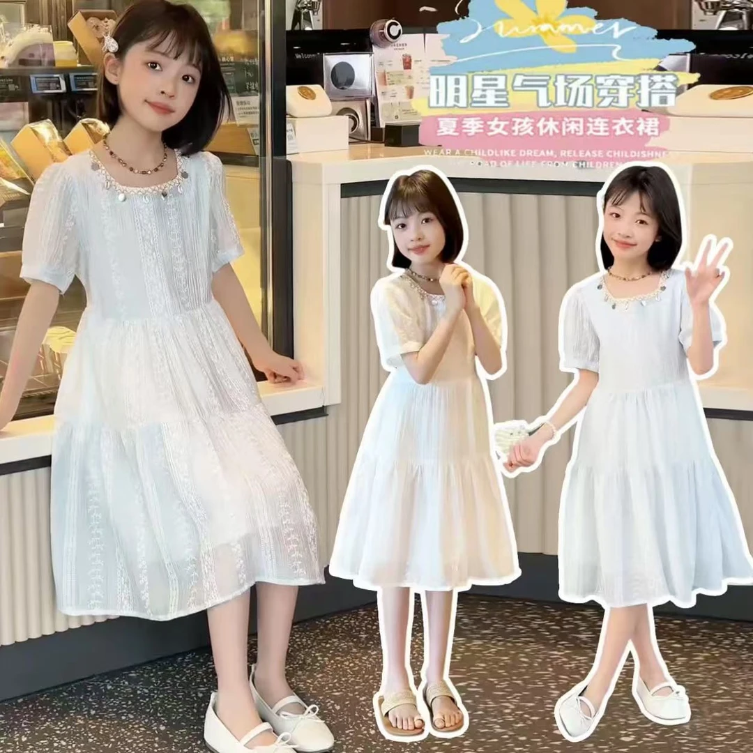 女童连衣裙新款夏装2025夏季儿童中大童洋气裙子波西米亚风连衣裙