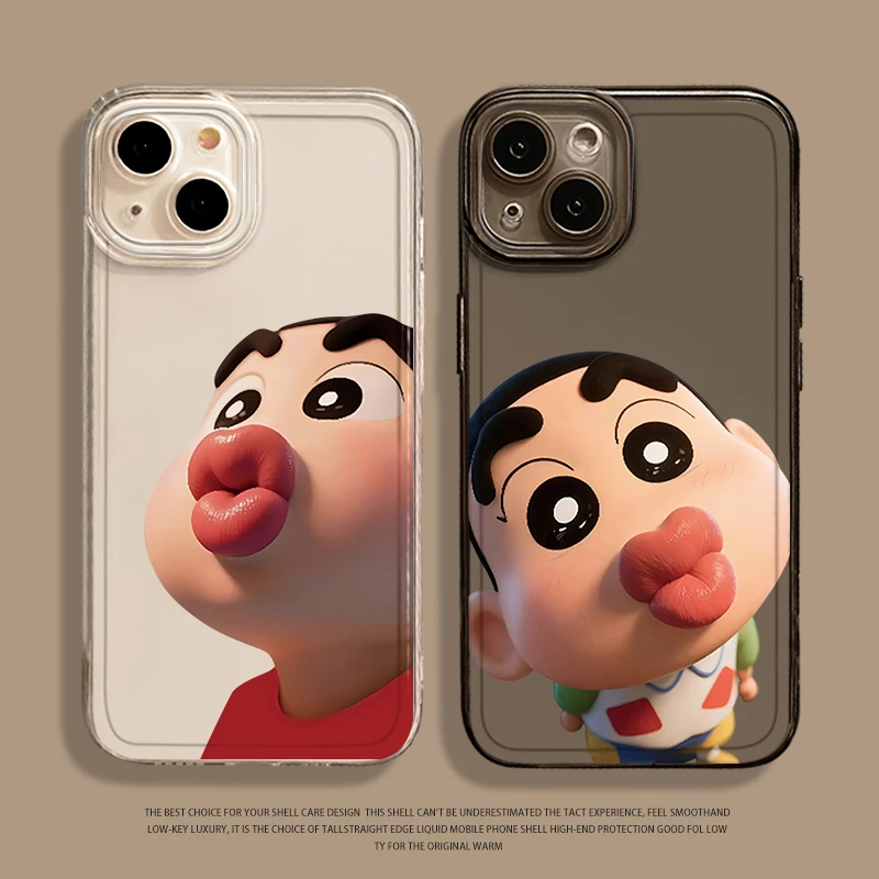 嘟嘴蜡笔小新手机壳适用苹果16透明iphone15promax/14/13/12/11