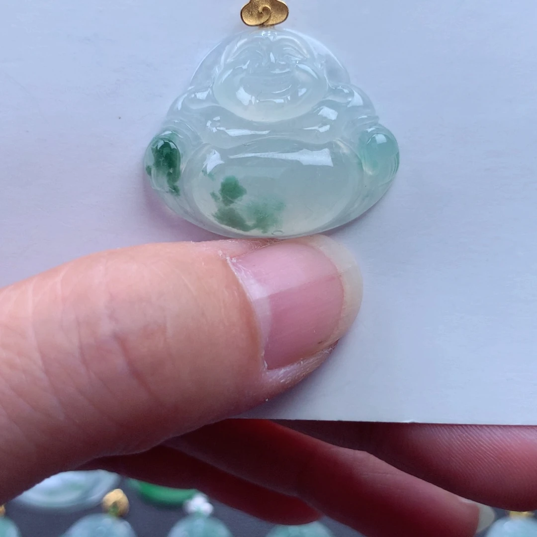 翡翠吊坠(不含链)18K金镶嵌