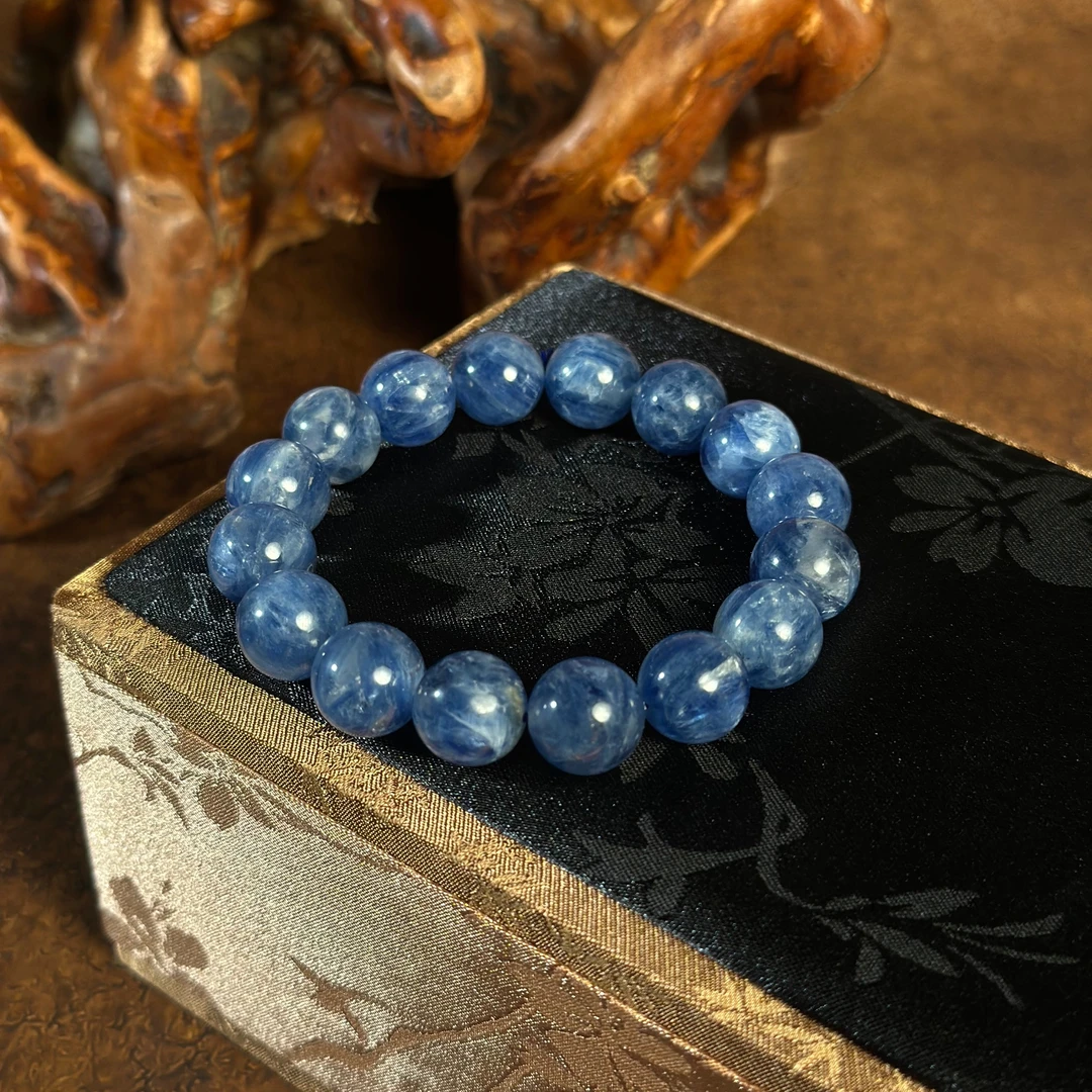天然少裂透体蓝晶手串