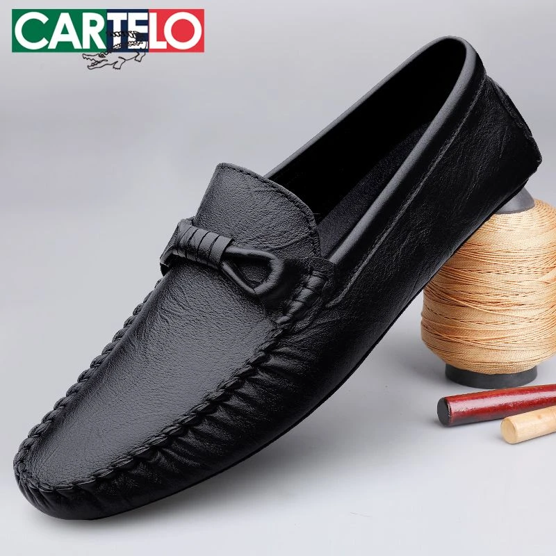 卡帝乐鳄鱼男士豆豆鞋真皮时尚潮流一脚蹬驾车鞋软底透气休闲皮鞋