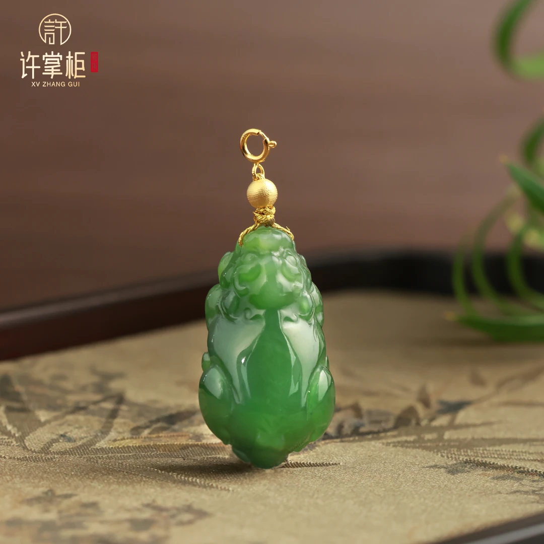 许掌柜｜玉润瑞貅 18K金天然和田玉碧玉吊坠貔貅颈饰国潮风气质