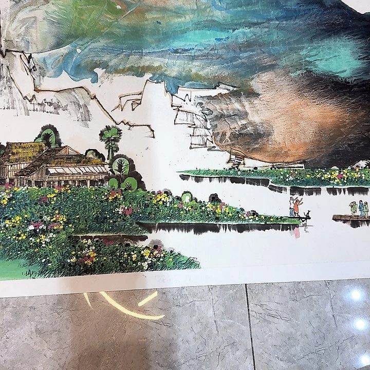 国画山**r到部队好好干张伯金泼彩山水