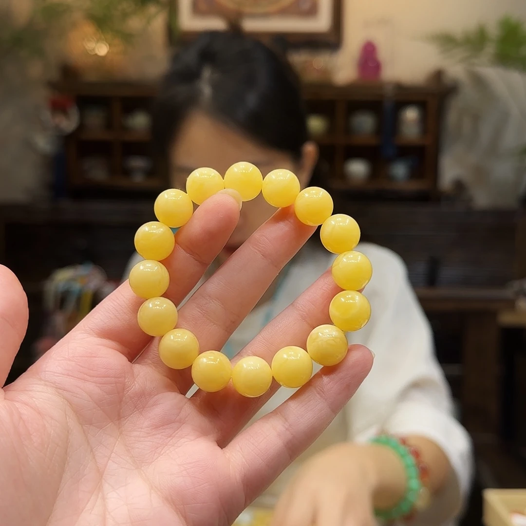 蜜蜡未镶嵌手串12mm 蜜蜡素串