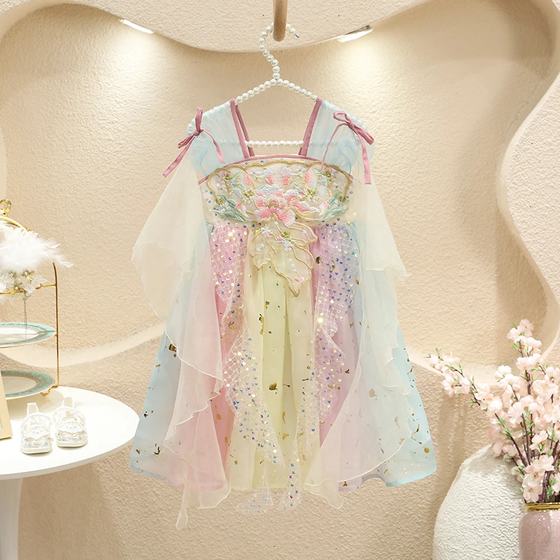 女童汉服连衣裙夏季2025新款儿童国风夏款公主裙女孩古风裙子夏装