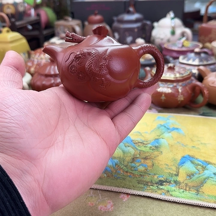 紫砂茶壶朱泥鱼化龙