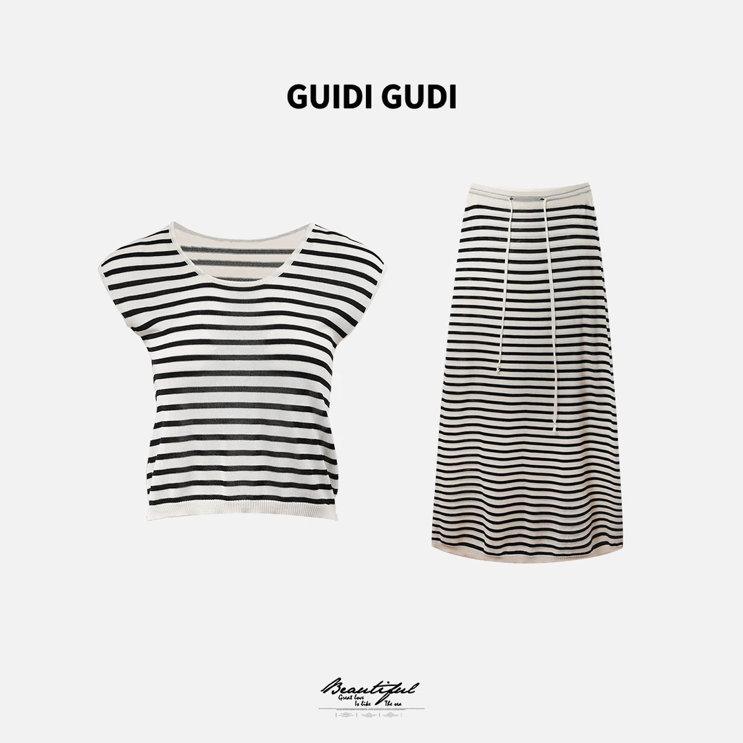 GUIDI GUDI【优先权】黄加蓝两件套背心+半裙套装 D9520328H