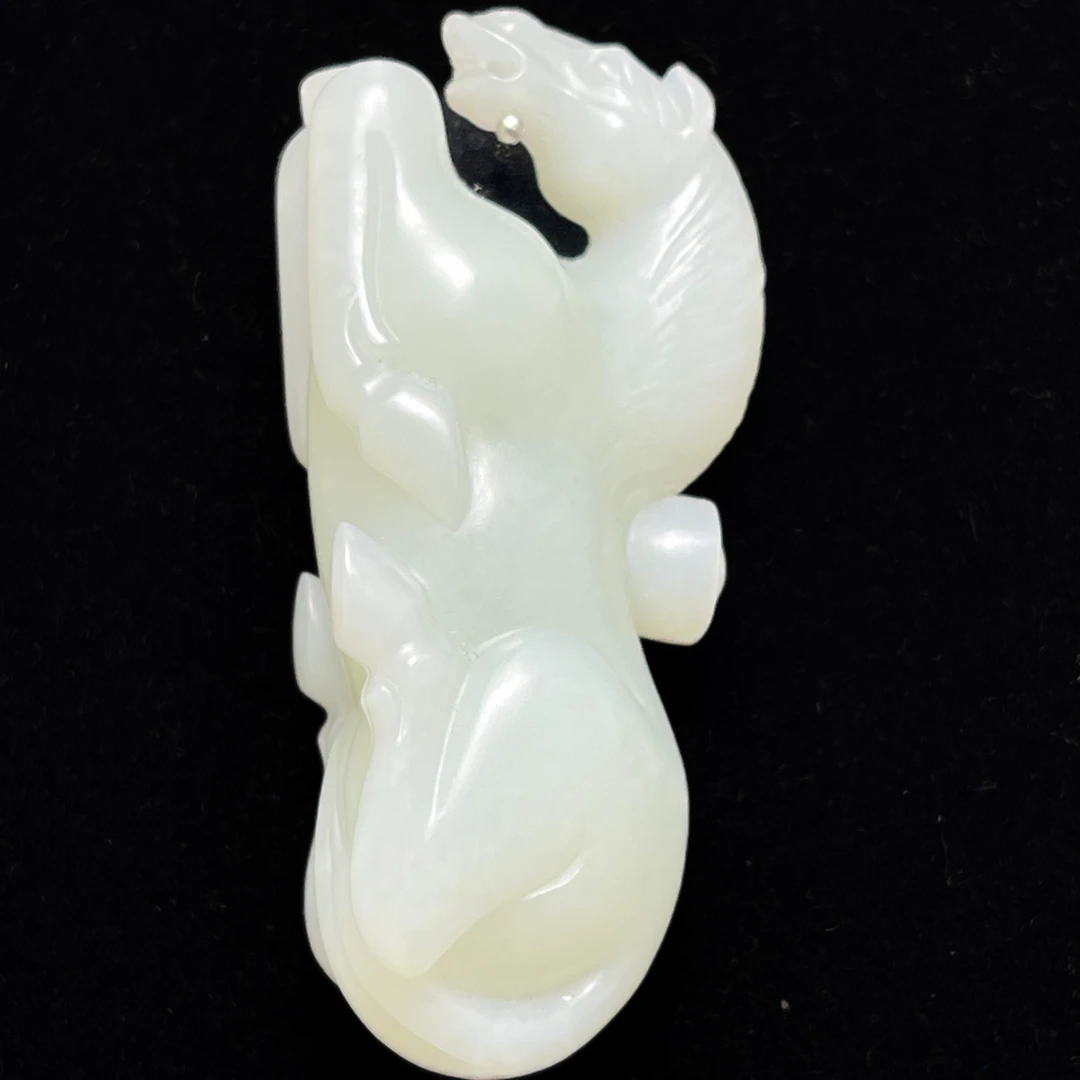 旧藏和田玉白玉马吊坠挂件