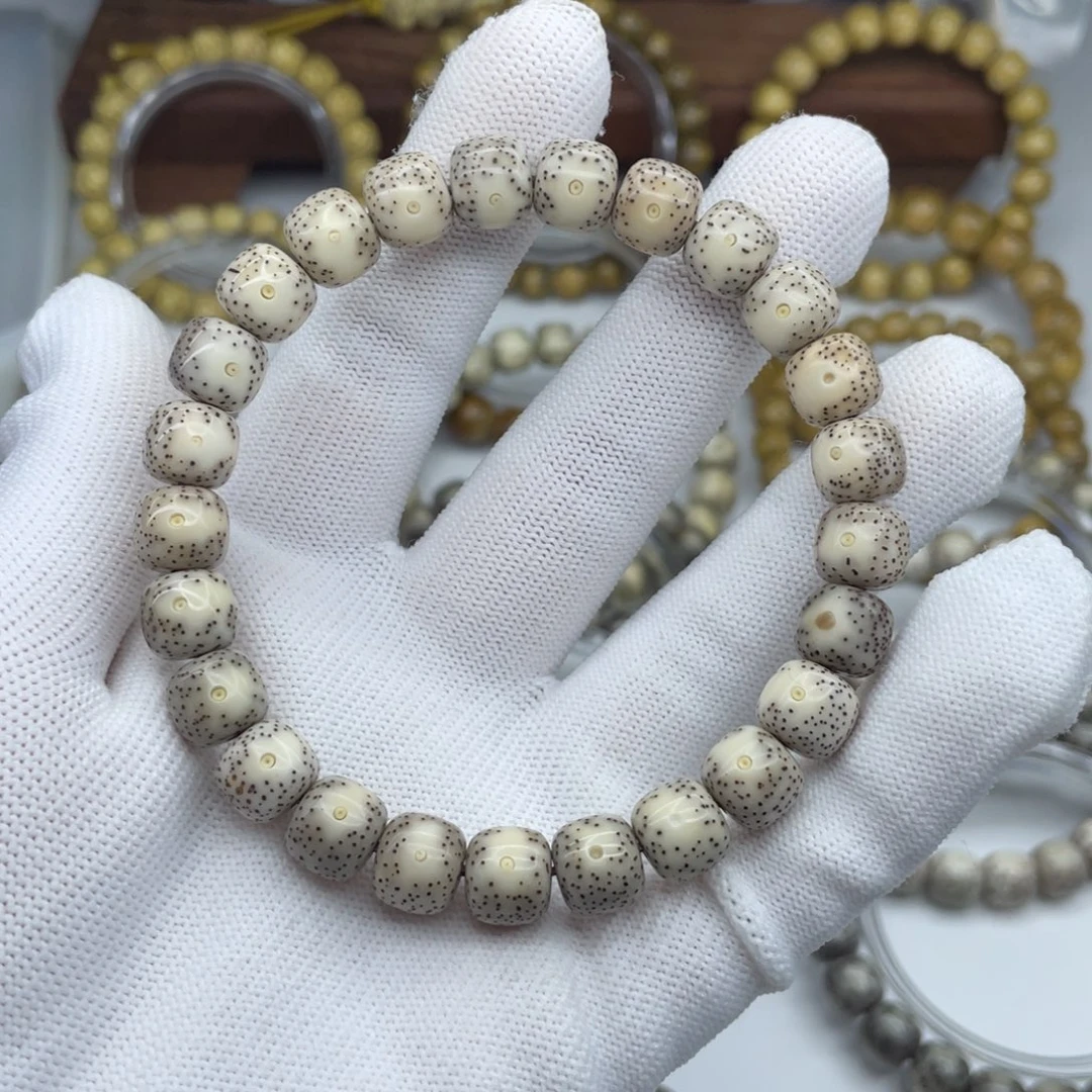 星月菩提手串9×8石玉料双留白A03