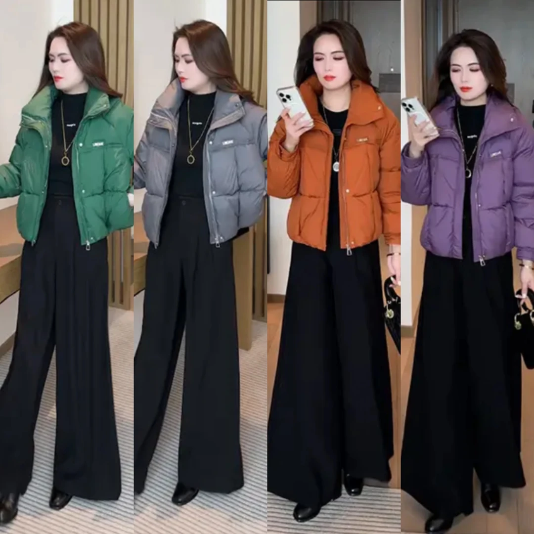 时尚休闲遮肉显瘦立领棉服女2024年冬季新款小个子夹棉加厚53015