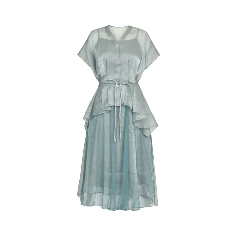 圣迪奥夏季清新时尚休闲气质不规则女装连衣裙S232Z12EP