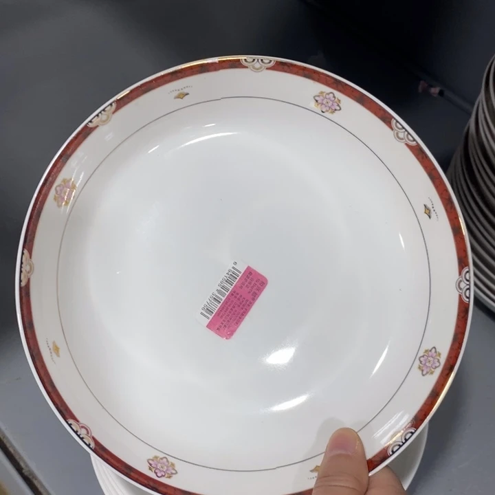 陶摆件146号8英寸4个装金边花圆盘
