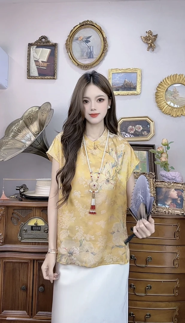 【637】新中式女装富家千金风薄雾提花新中式国风