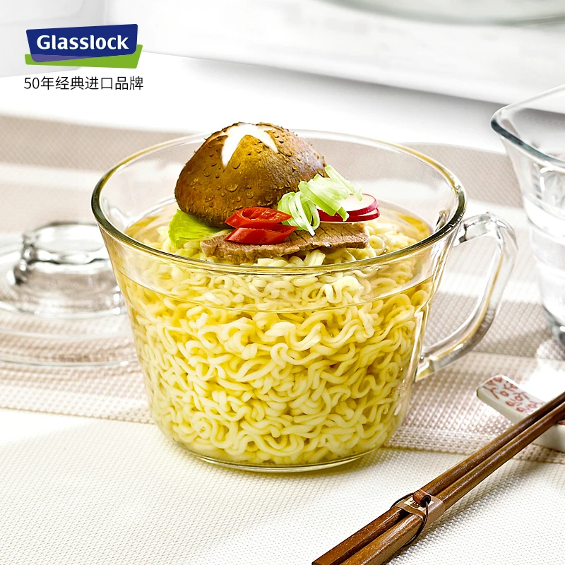 韩国进口多功能钢化透明玻璃碗大容量带盖微波炉耐热家用泡面碗