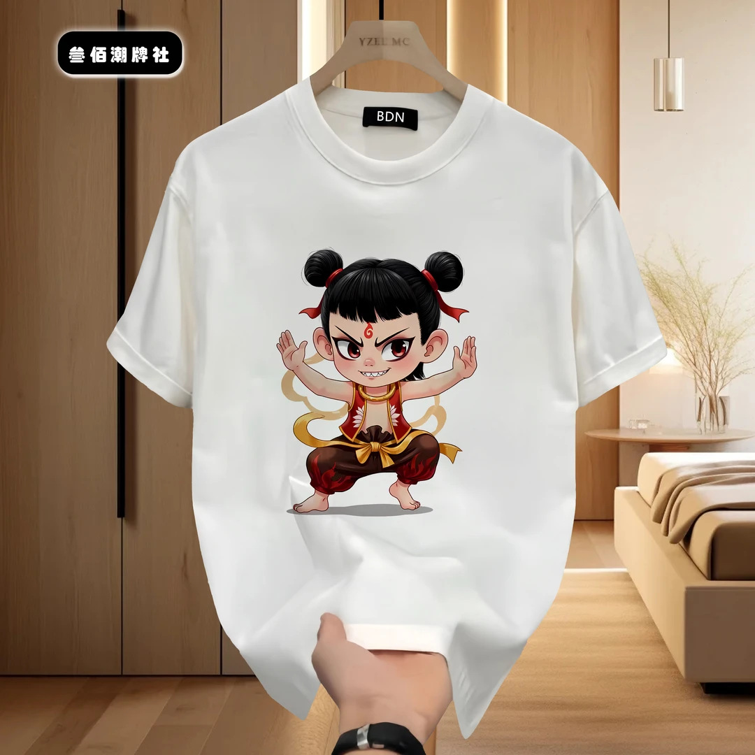 邦德妮纯棉男士短袖T恤夏季新款国潮风原创印花宽松百搭圆领上衣