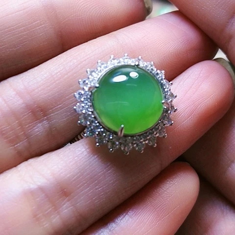 和田玉戒指银S925镶嵌