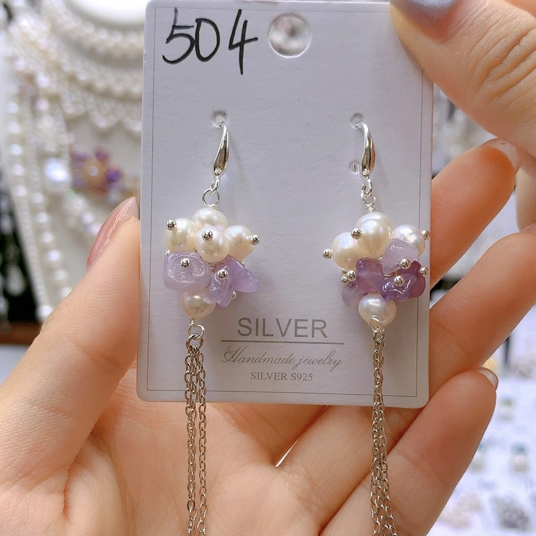 银S925镶嵌耳饰淡水珍珠