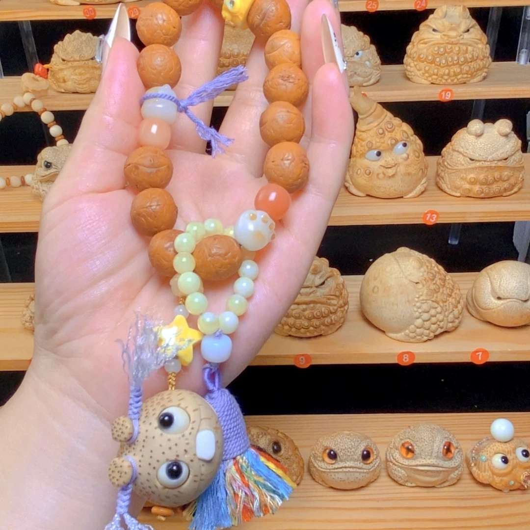 竹根雕金蟾可爱手把件